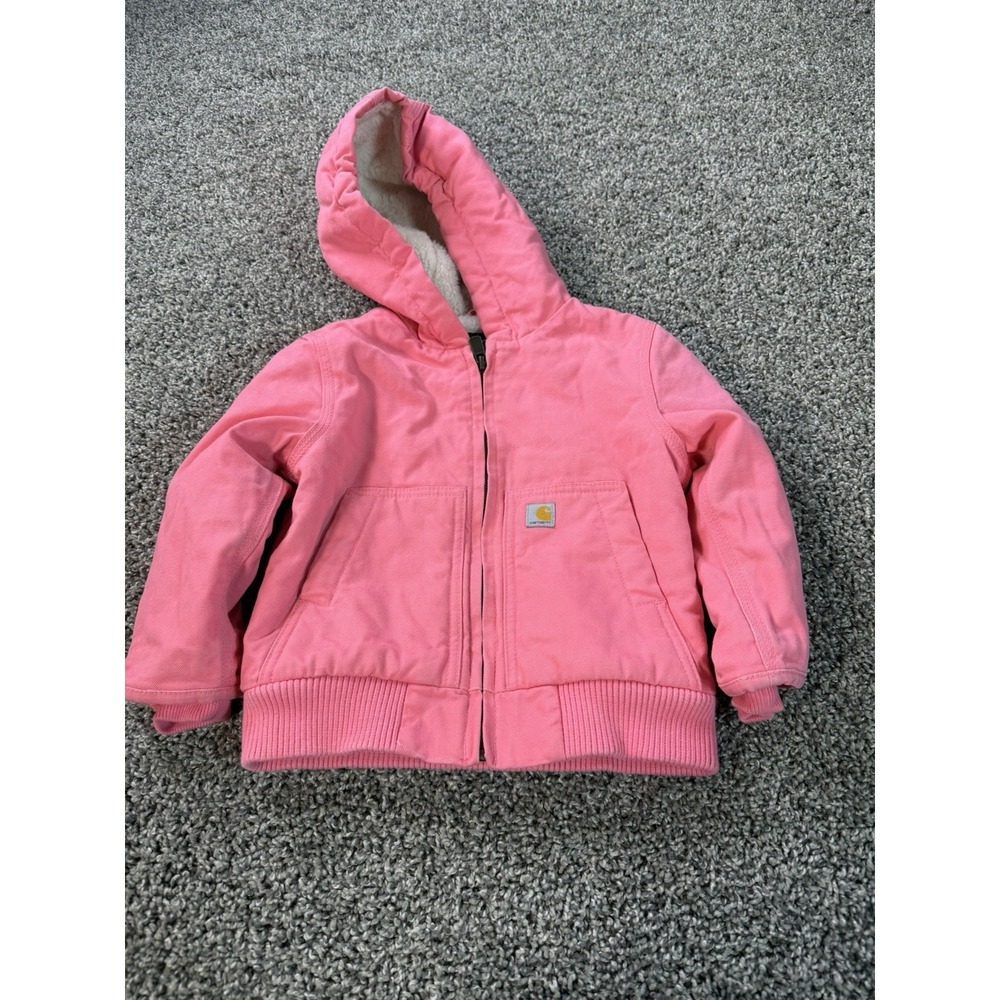 Carhartt Canvas Insulated Hooded Active Jacket Girls Size 3T Pink